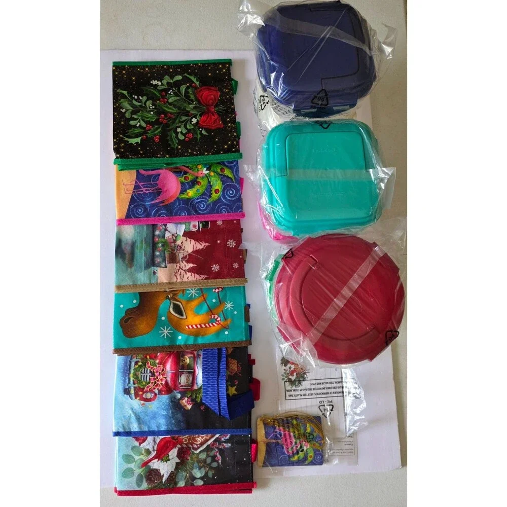 Lock & Lock K50282 6 Bowl Holiday Gift Bag Set 3.5 Cup Open Box